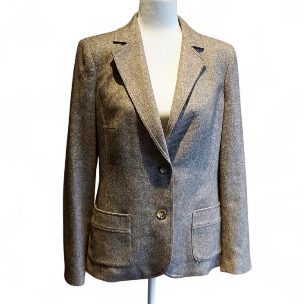 💚 VINTAGE ALFANI Brown Gold Metallic Blazer (10)
